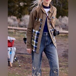 Pilcro plaid contrast shirt jacket